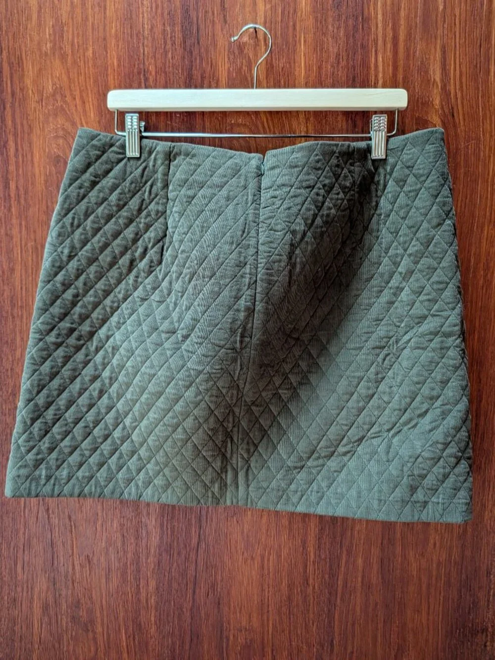 Sézane Malia Olive Green Quilted Mini Skirt Size 46 US 14